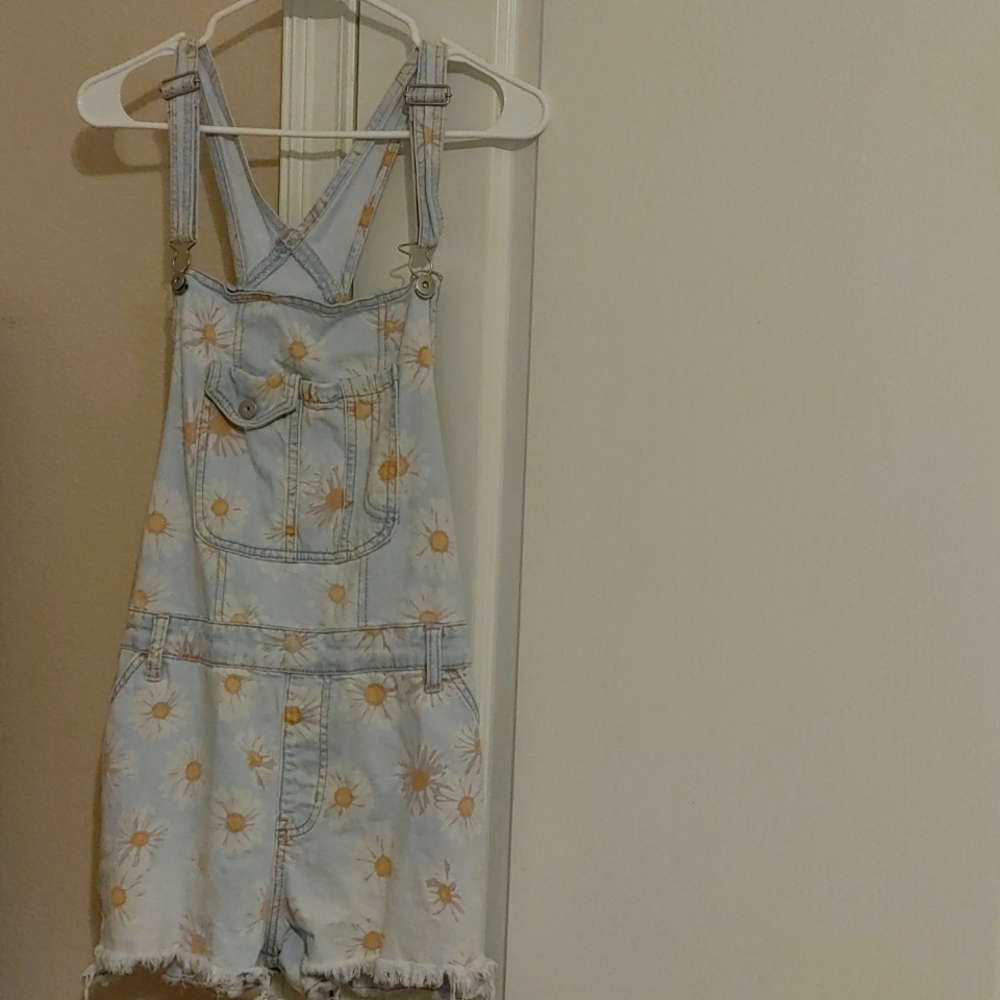 Blue Daisy Print Overalls